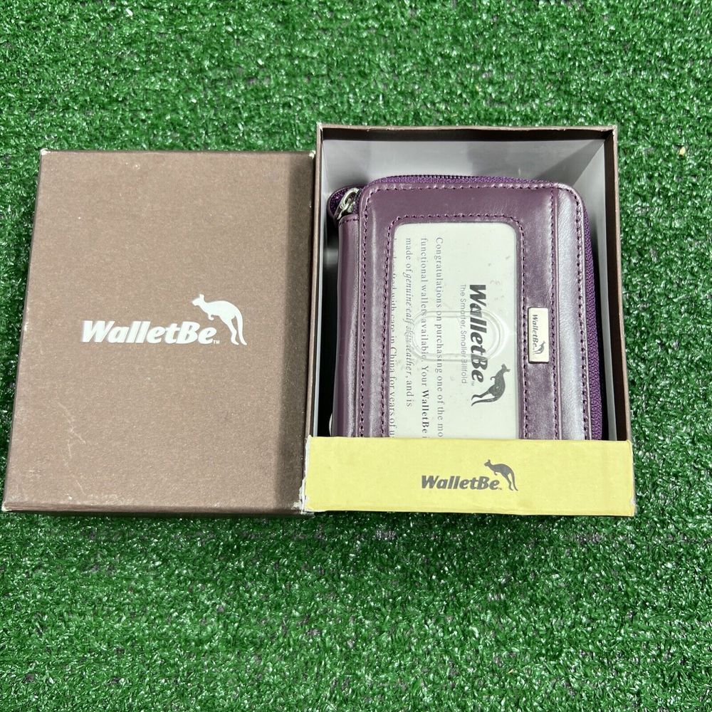 WalletBe‎ Genuine Calf Skin Leather  Wallet Cell Phone Case Purple New In Box